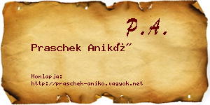Praschek Anikó névjegykártya